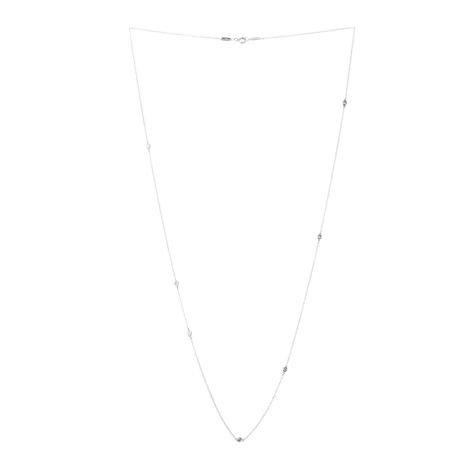 Tiffany Sterling Silver Diamond .21ctw Elsa Peretti Diamonds by the Yard Seven Station Necklace 3 of 6