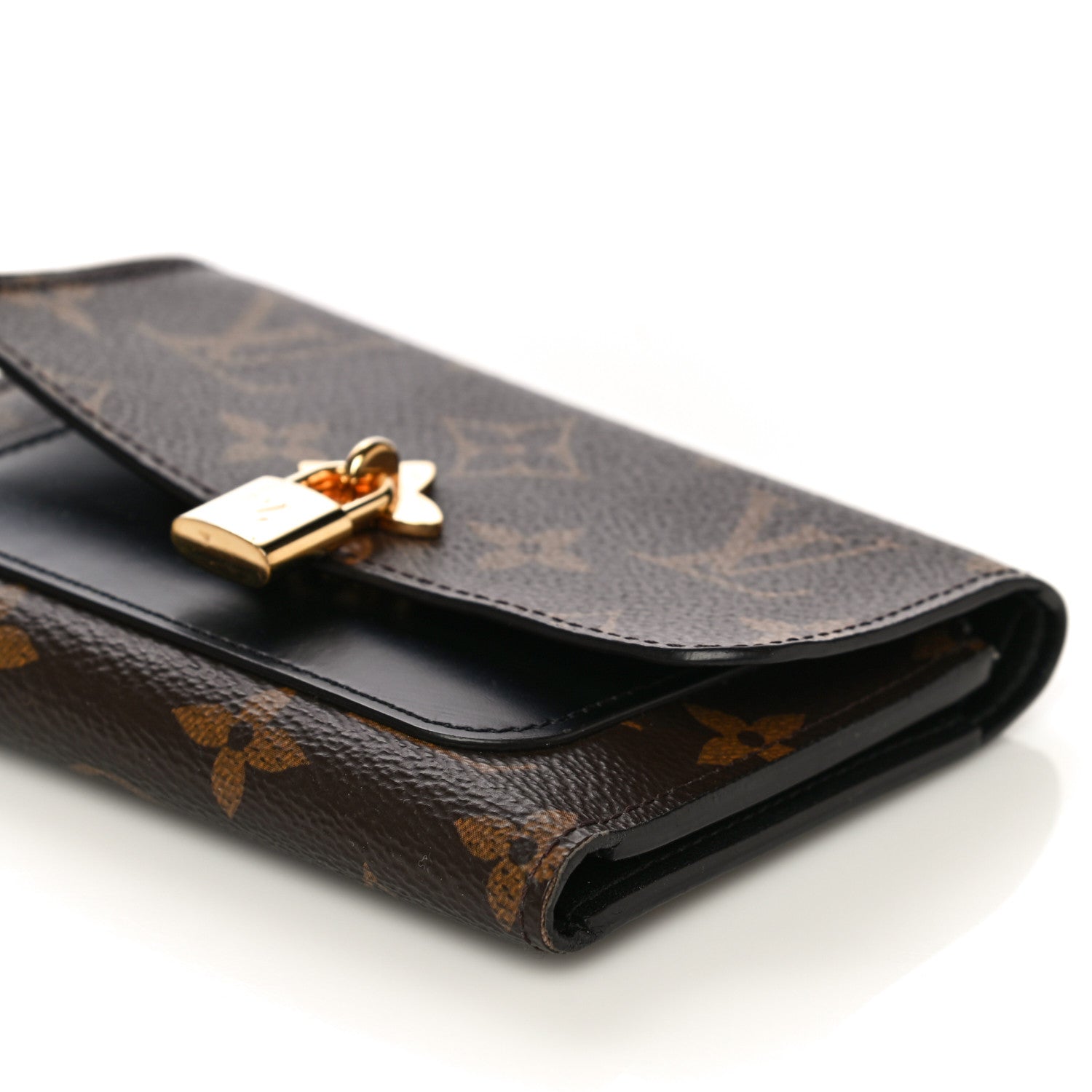 Louis Vuitton Monogram Flower Lock Compact Wallet Black 9 of 14