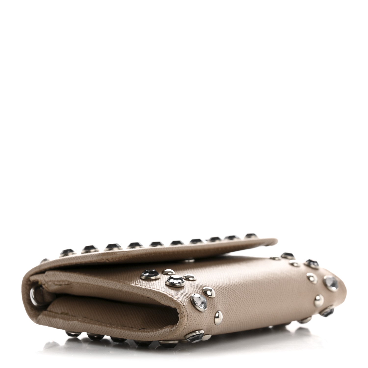Prada Saffiano Crystal Card Holder Cammeo 4 of 12