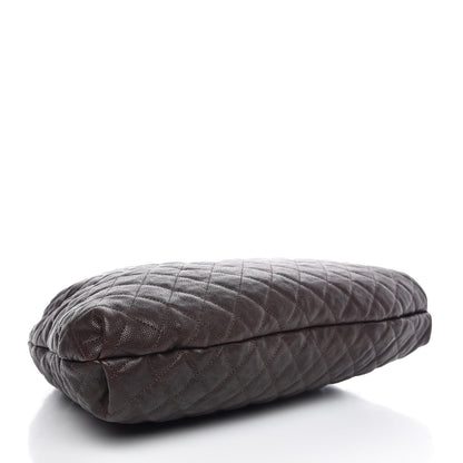 Chanel Distressed Glazed Caviar Quilted Large Elastic Tote Dark Brown 4 of 7