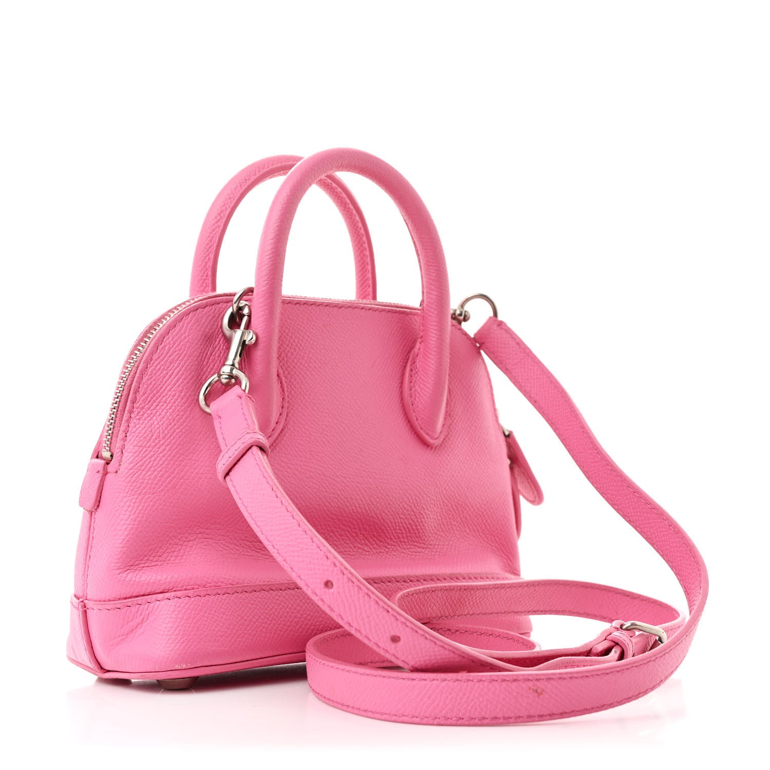 Balenciaga Signature Grained Calfskin Logo XXS Ville Top Handle Bag Rose Bubblegum Black 3 of 12