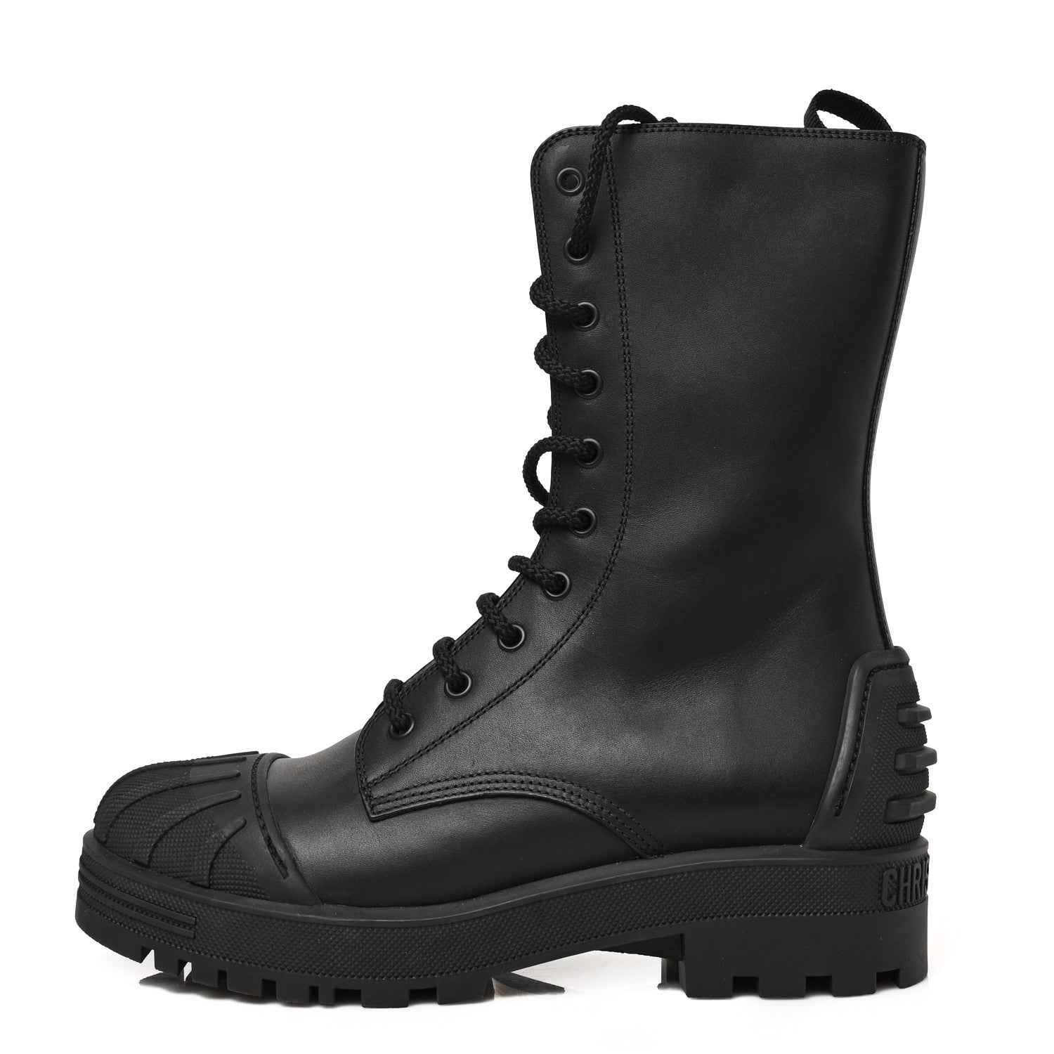 Christian Dior Calfskin Rubber Dioriron Boots 38.5 Black 1 of 8