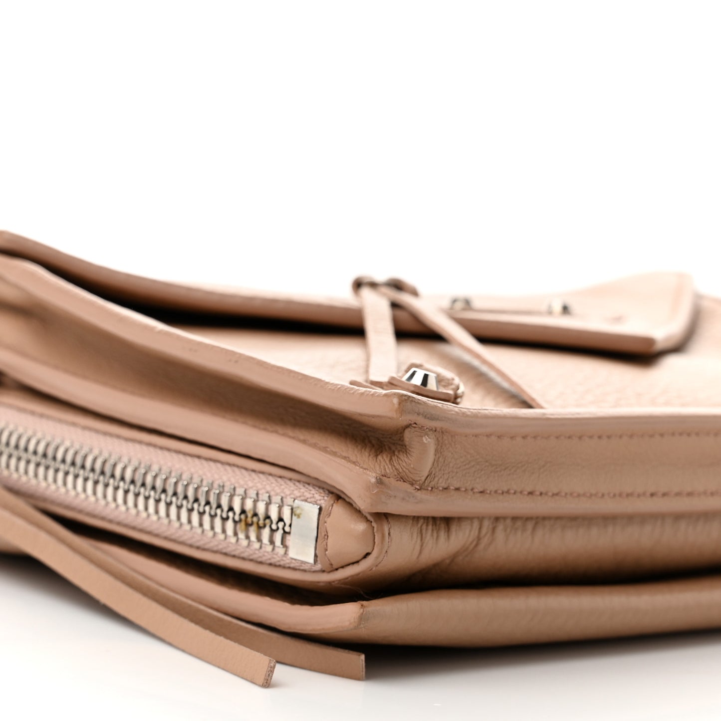 Veau Papier Classic Silver Hardware Triple XS Zip Around Crossbody Rose Des Sables