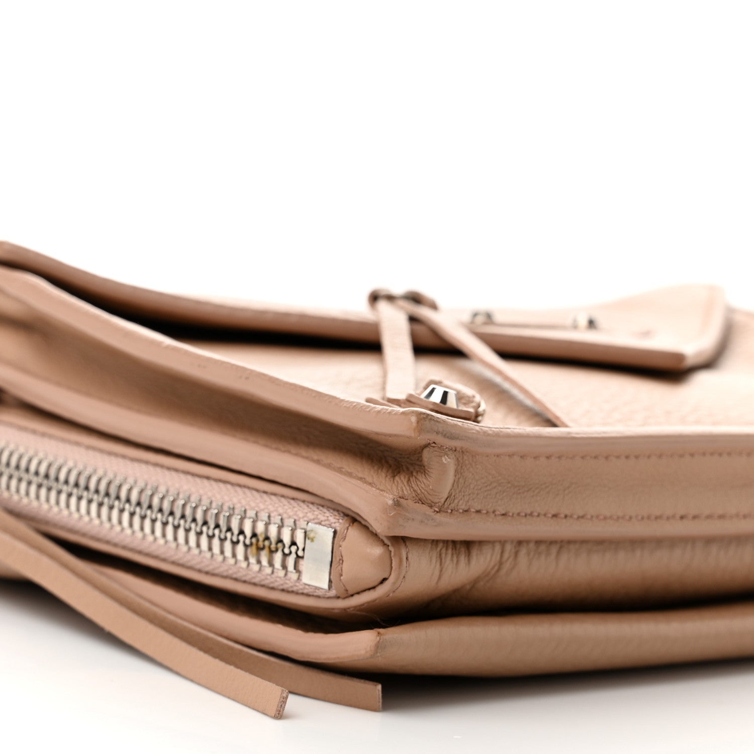 Balenciaga Veau Papier Classic Silver Hardware Triple XS Zip Around Crossbody Rose Des Sables 11 of 14