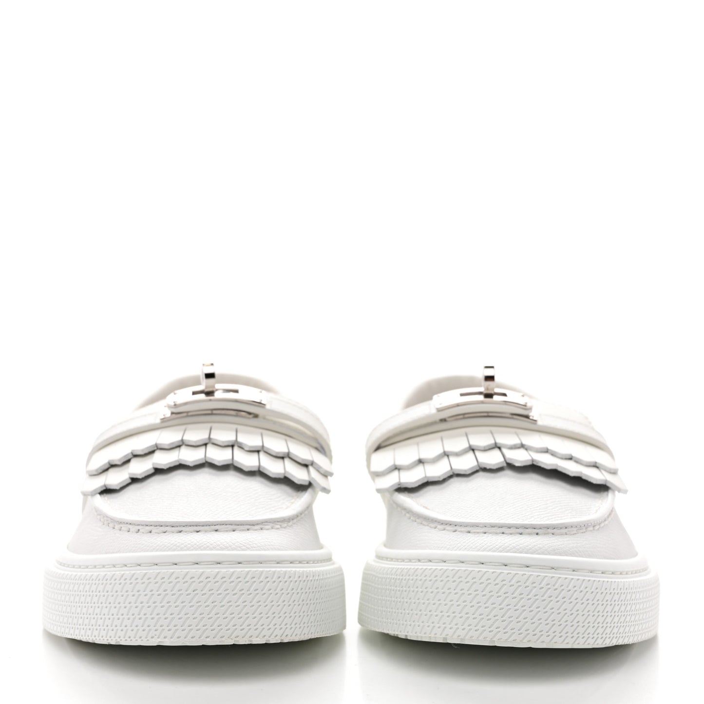 Epsom Calfskin Game Slip On Fringe Sneakers 38 White