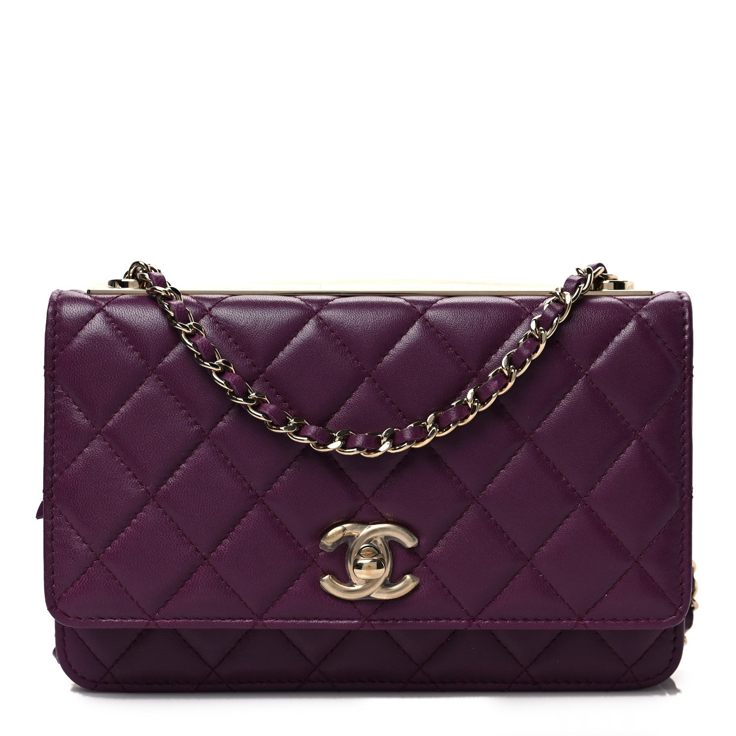 Chanel Lambskin Quilted Trendy CC Wallet On Chain WOC Purple 1 of 9