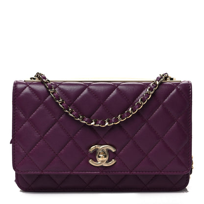 Chanel Lambskin Quilted Trendy CC Wallet On Chain WOC Purple 1 of 9