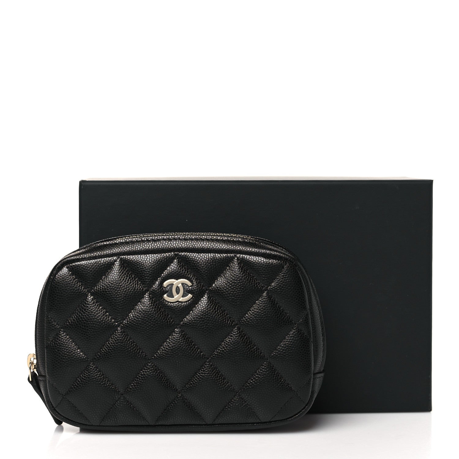 Chanel Caviar Quilted Small Curvy Pouch Cosmetic Case Black 9 of 9