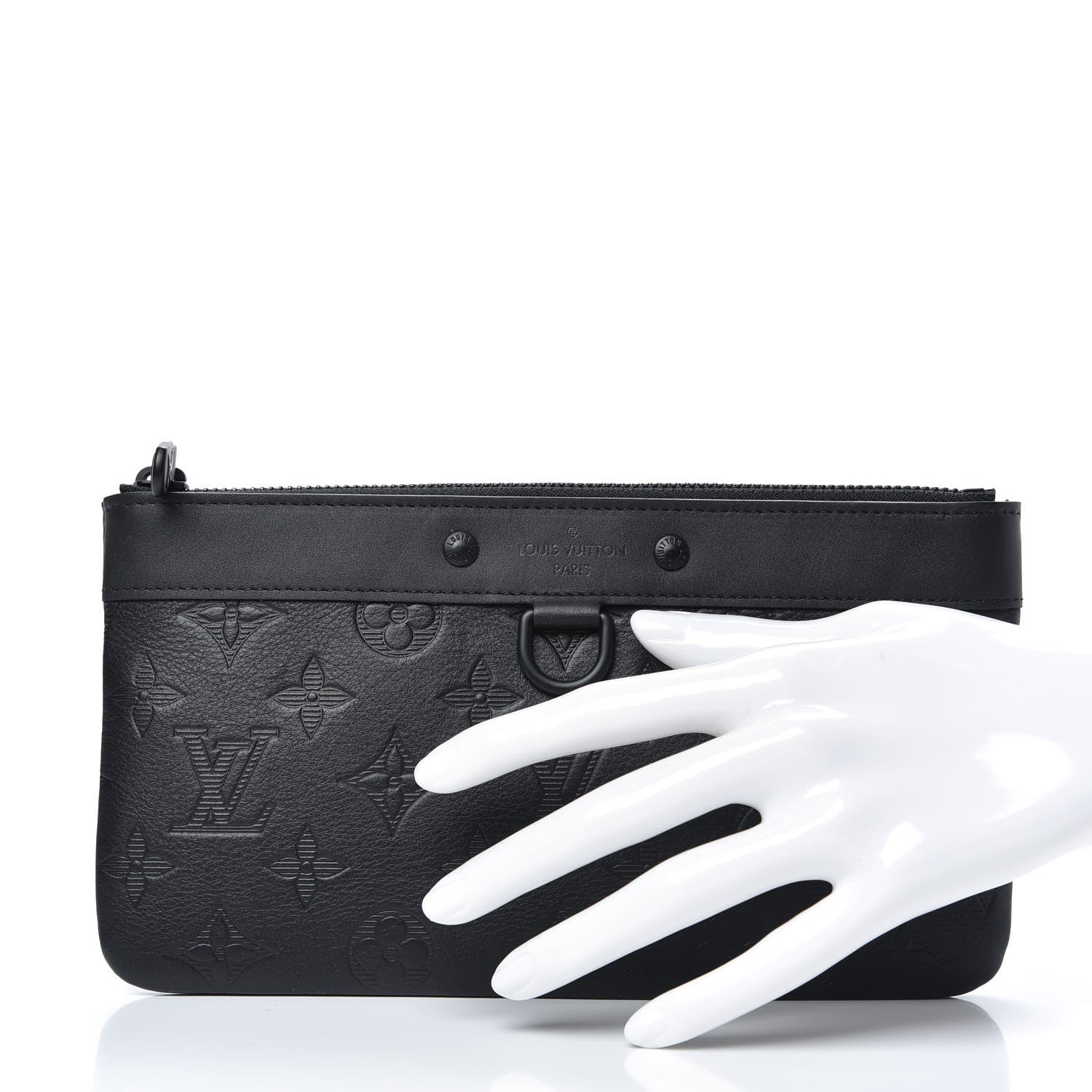 Louis Vuitton Calfskin Monogram Shadow Discovery Pochette PM Black 2 of 8