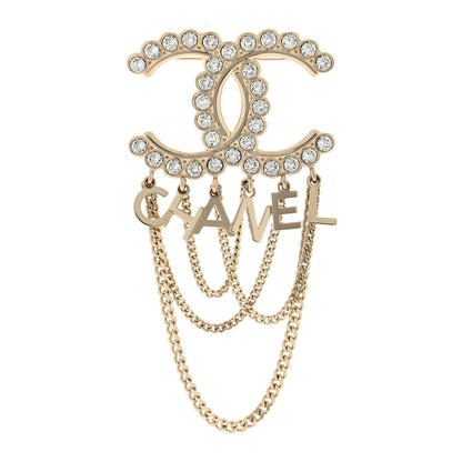 Chanel Metal Crystal Bow-tiful CC Chain Brooch Gold 1 of 3