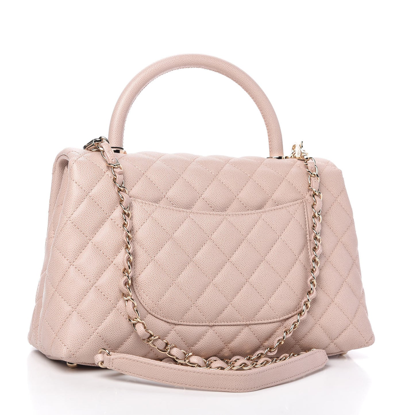 Caviar Quilted Small Coco Handle Flap Light Pink