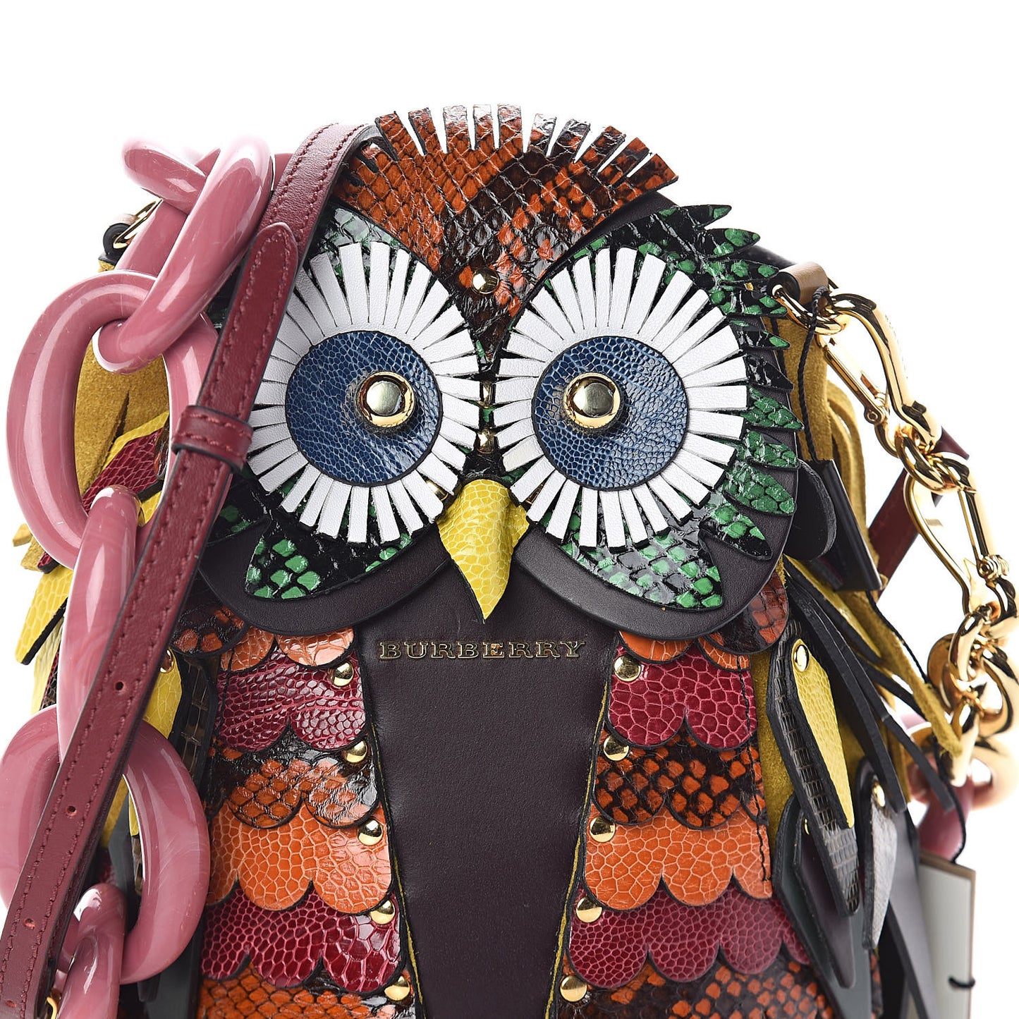 Suede Calfskin Watersnake The Owl Crossbody Bag Pale Apricot
