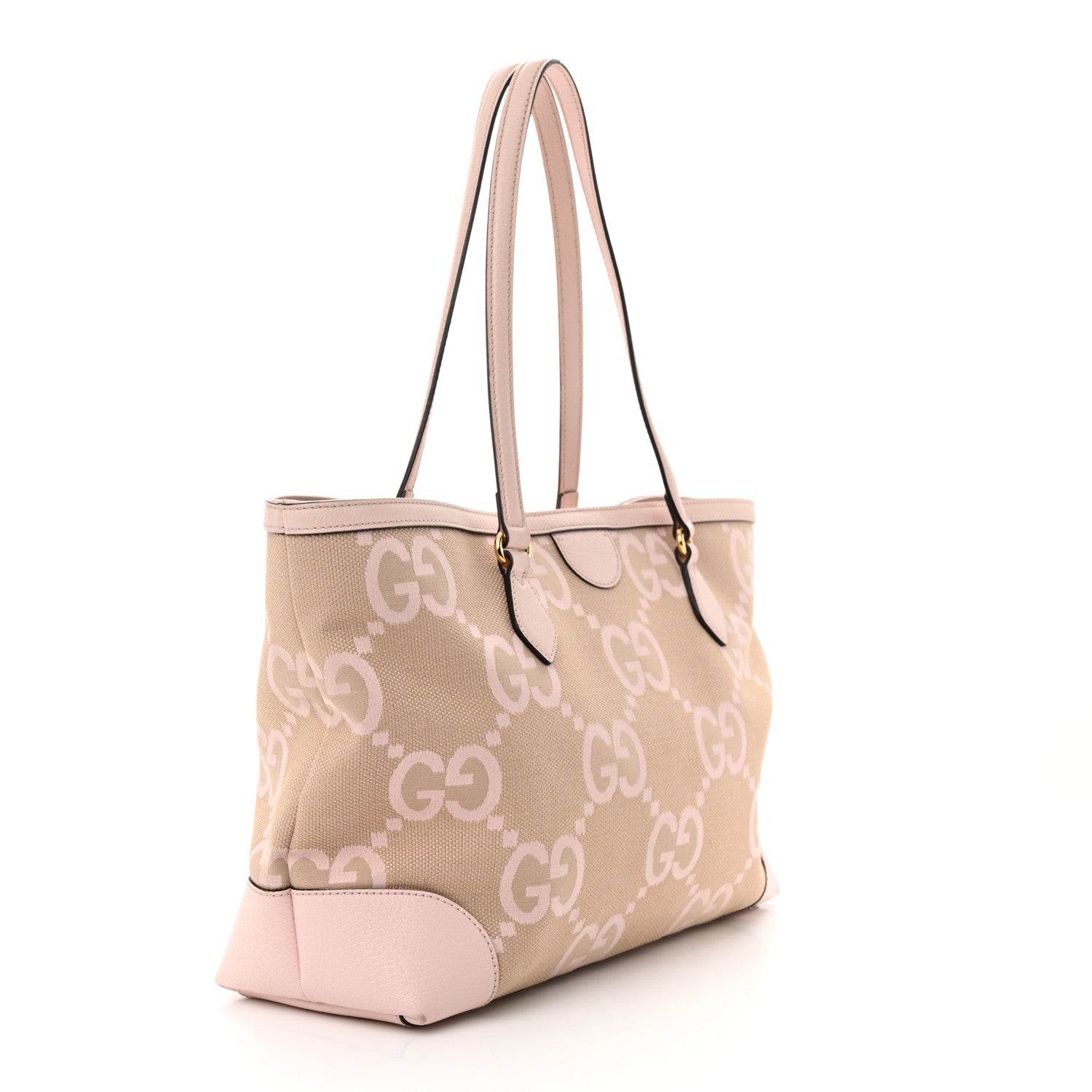 Gucci Monogram Jumbo GG Textured Dollar Calfskin Medium Ophidia Shopping Tote Beige Perfect Pink 3 of 10