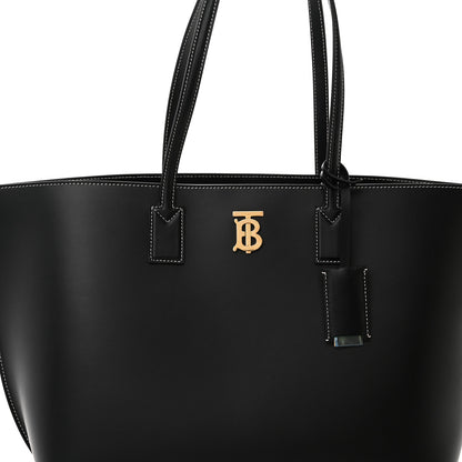 Burberry Calfskin Monogram Motif TB Medium Soft Tote Black 7 of 10