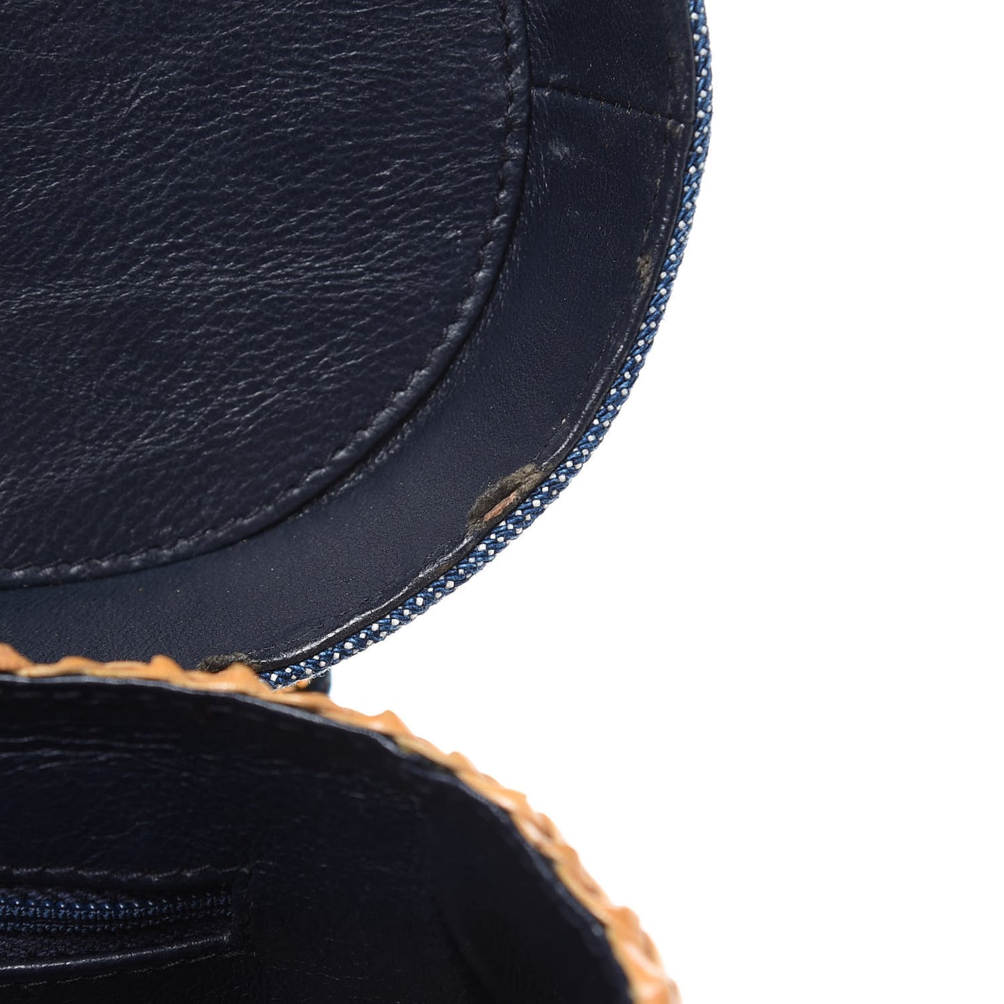 Denim Rattan Basket Shoulder Bag Blue