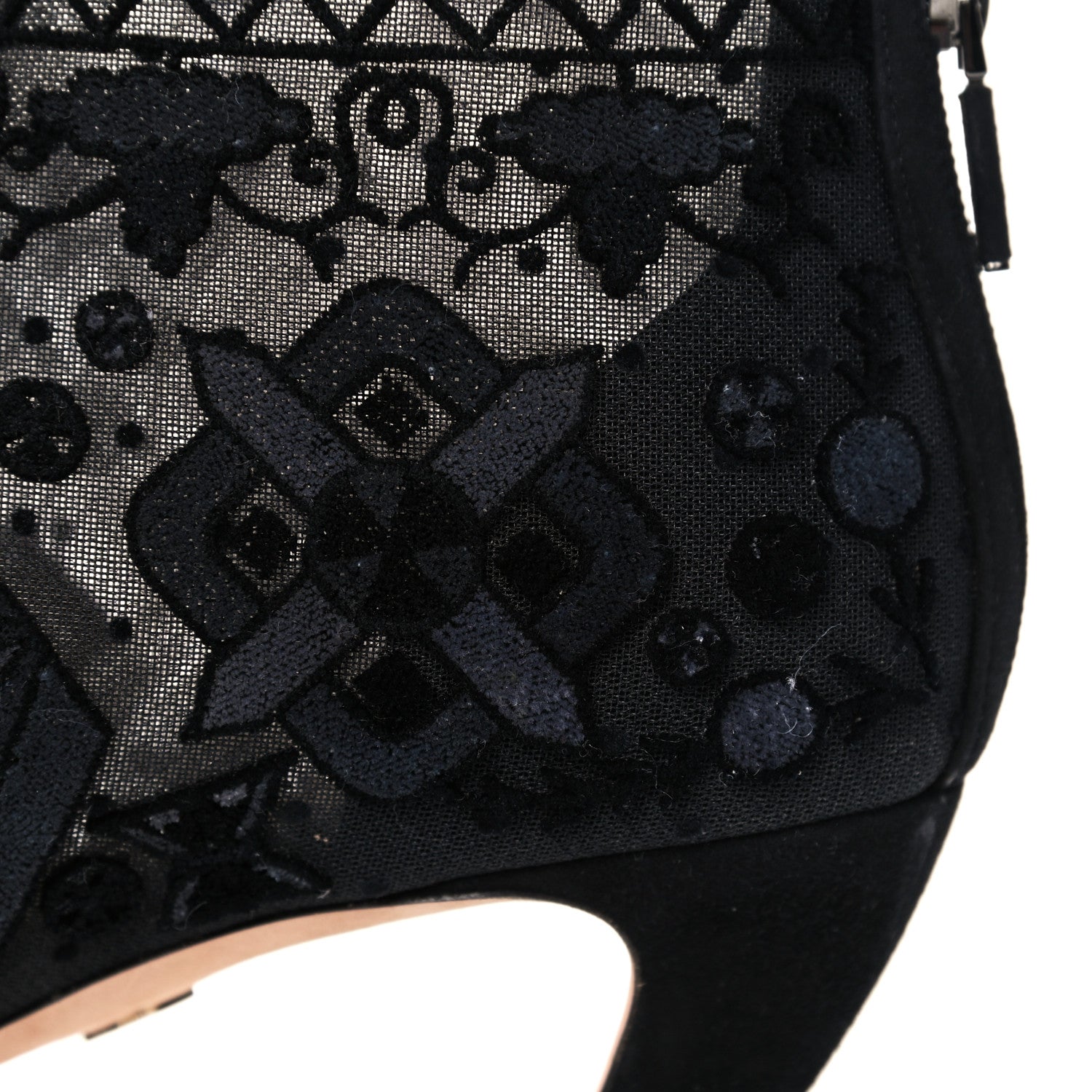 Christian Dior Embroidered Mesh Ankle Boot 38 Black 11 of 11