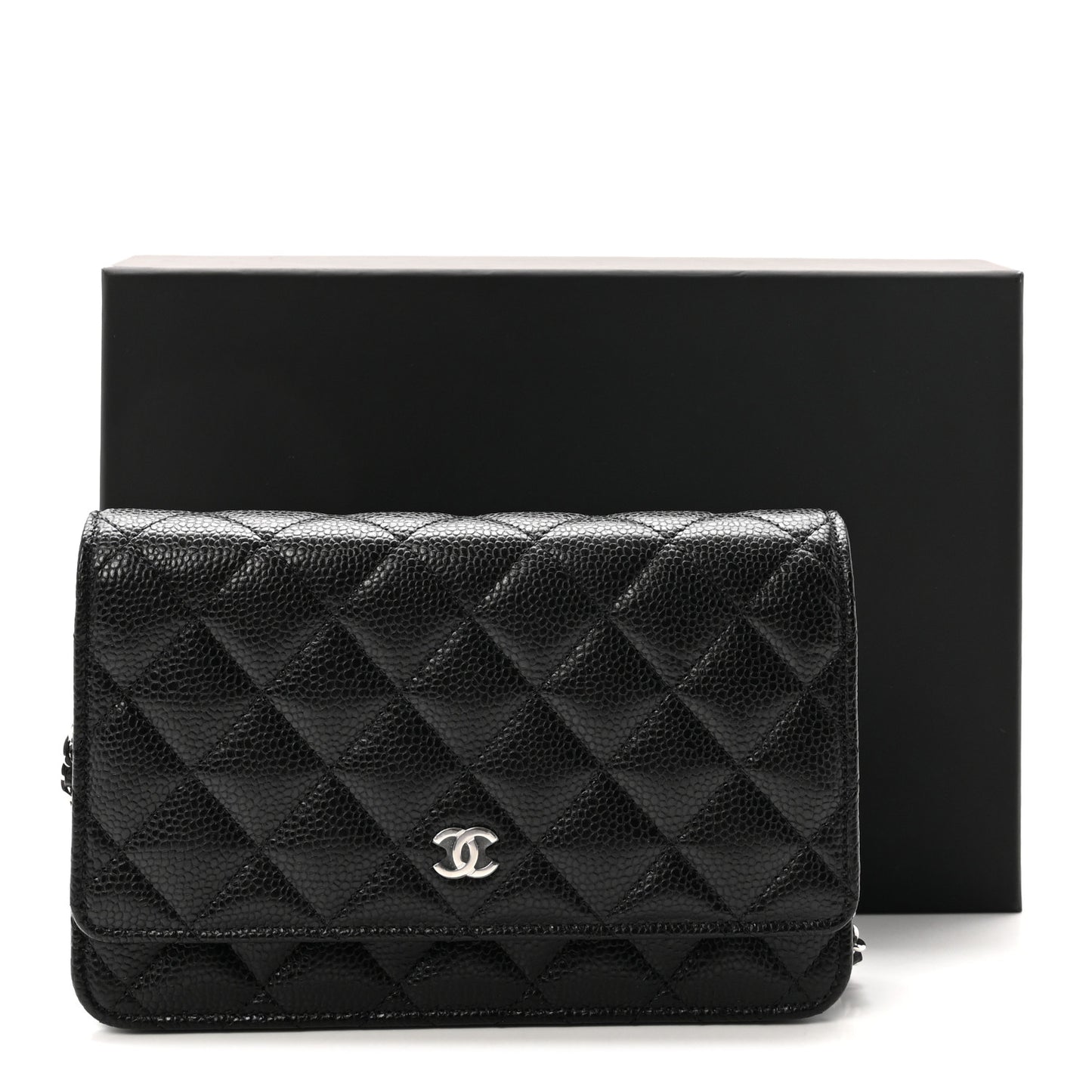 Caviar Quilted Wallet on Chain WOC Black