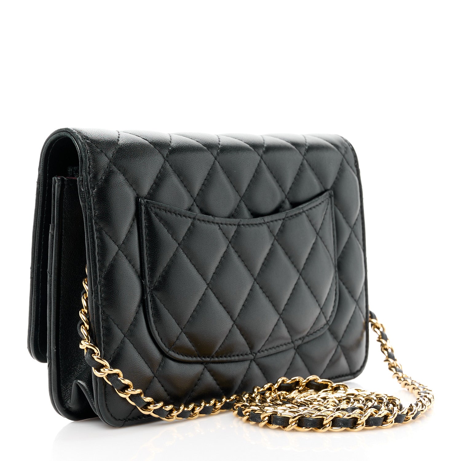 Chanel Lambskin Quilted Wallet On Chain WOC Black 3 of 12