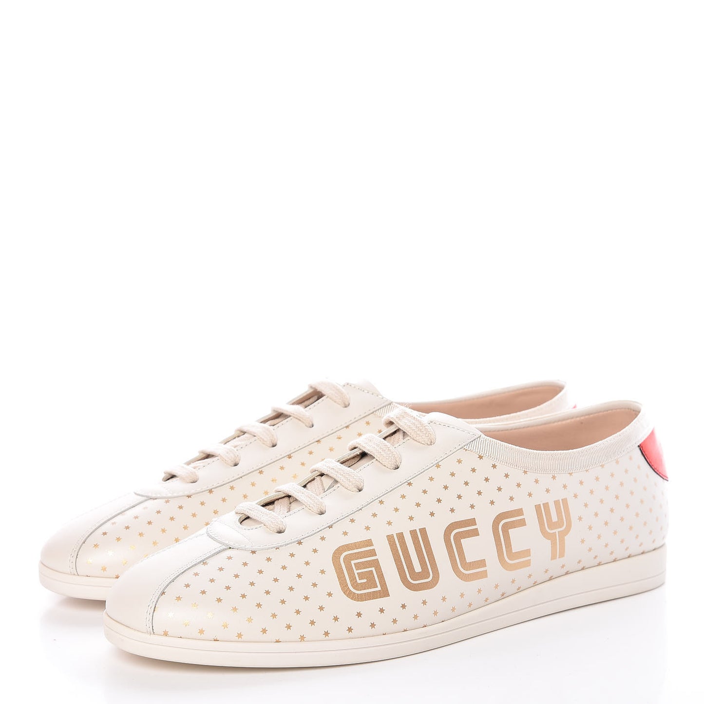 X SEGA Calfskin GUCCY Stars Womens Falacer Sneakers 41 White