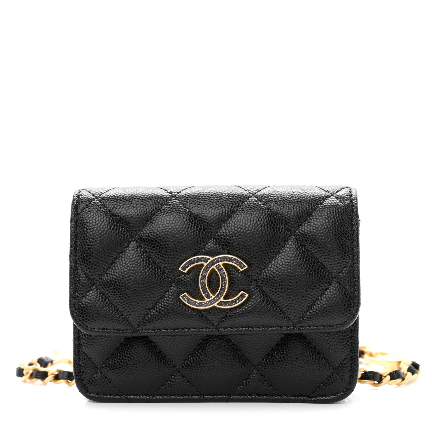 Chanel Caviar Quilted Belt Bag With Charms On Chain Black 9 of 11