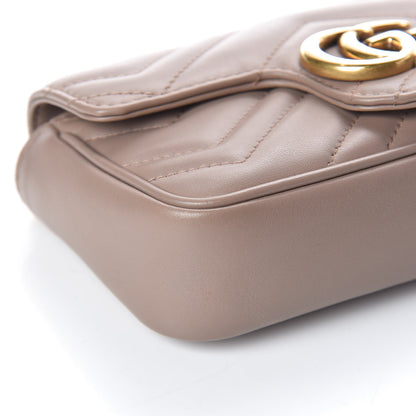 Gucci Calfskin Matelasse Super Mini GG Marmont Shoulder Bag Porcelain Rose 9 of 11