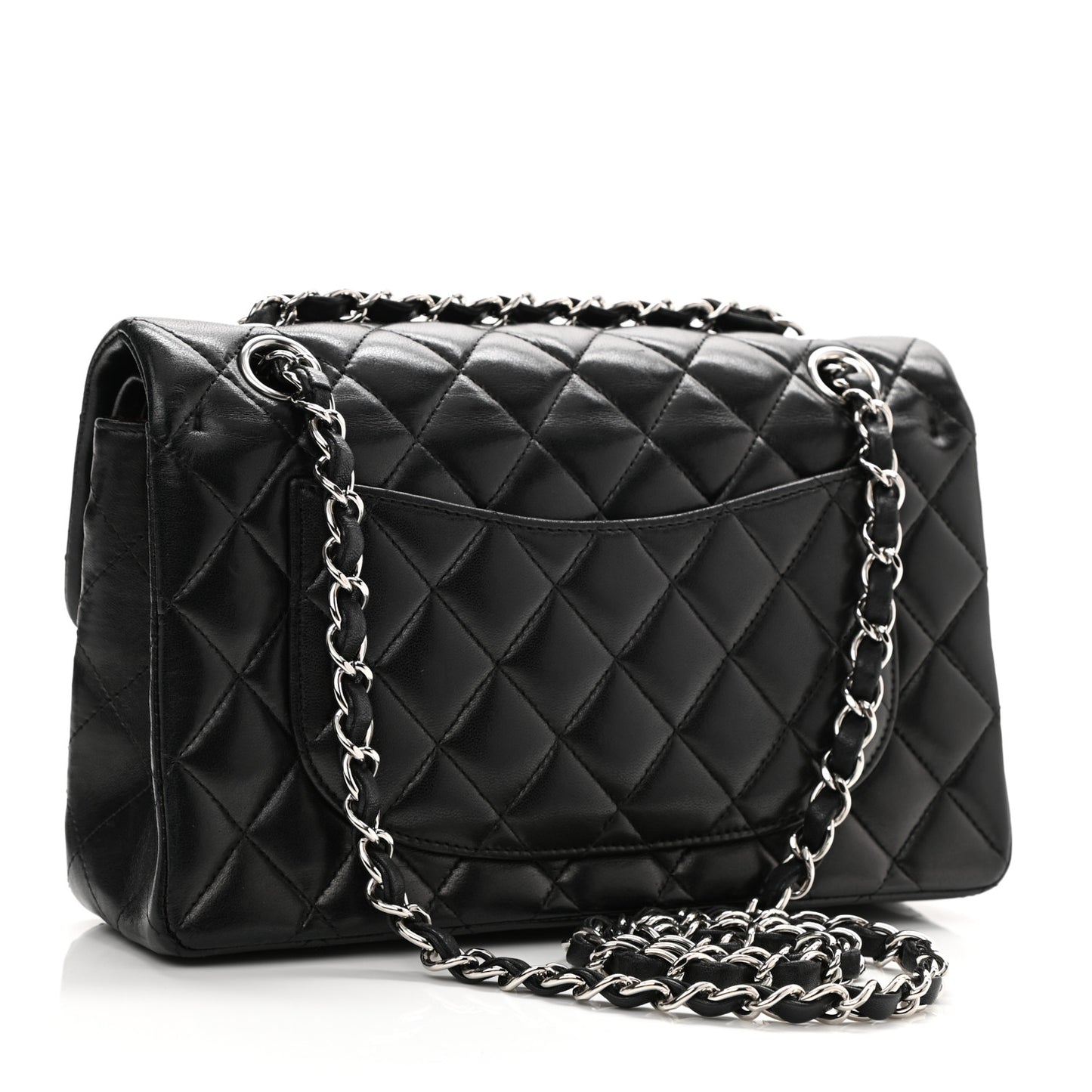 Lambskin Quilted Small Double Flap Black