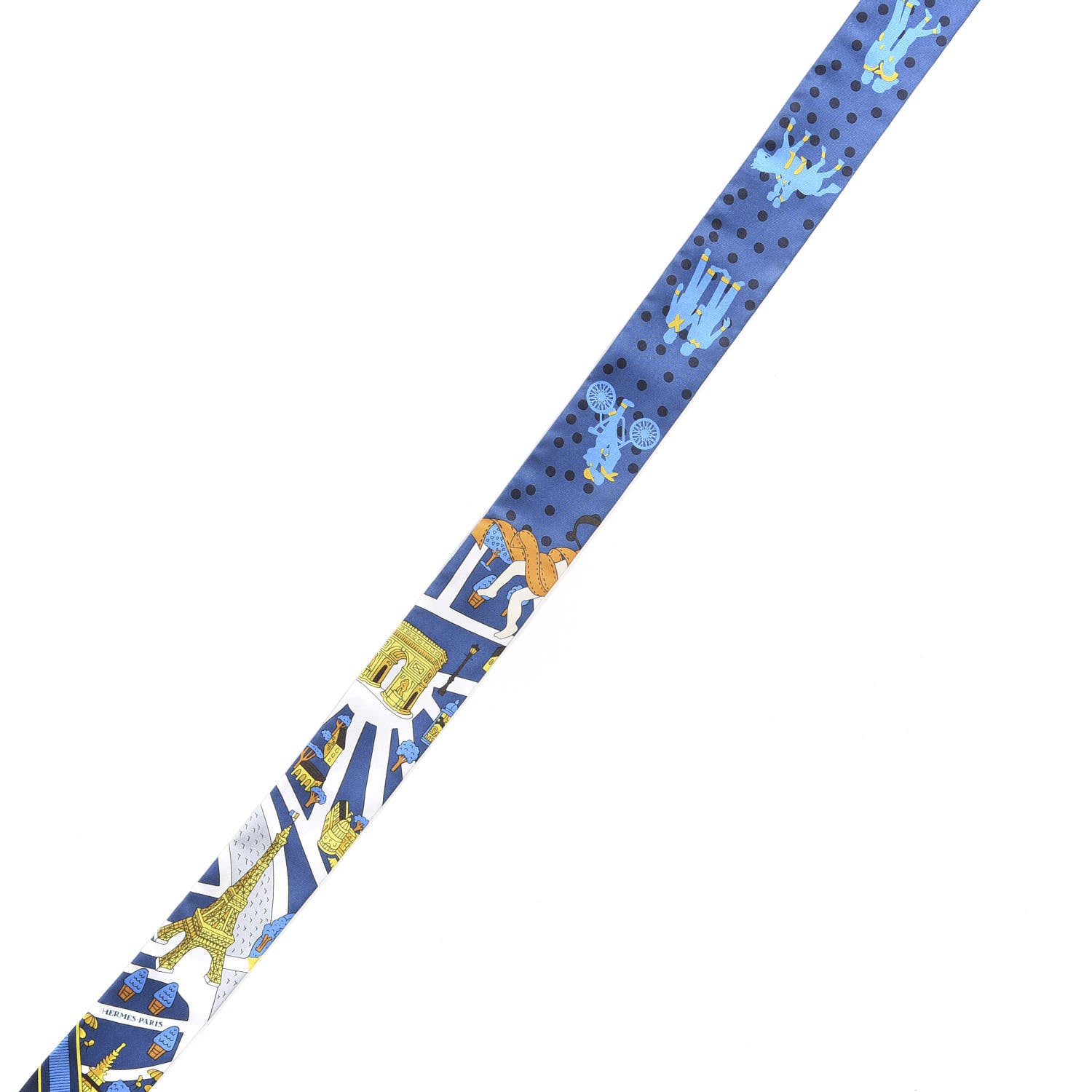 Hermes Silk Les Nouveaux Amoureux Twilly Bleu Moyen White 4 of 5