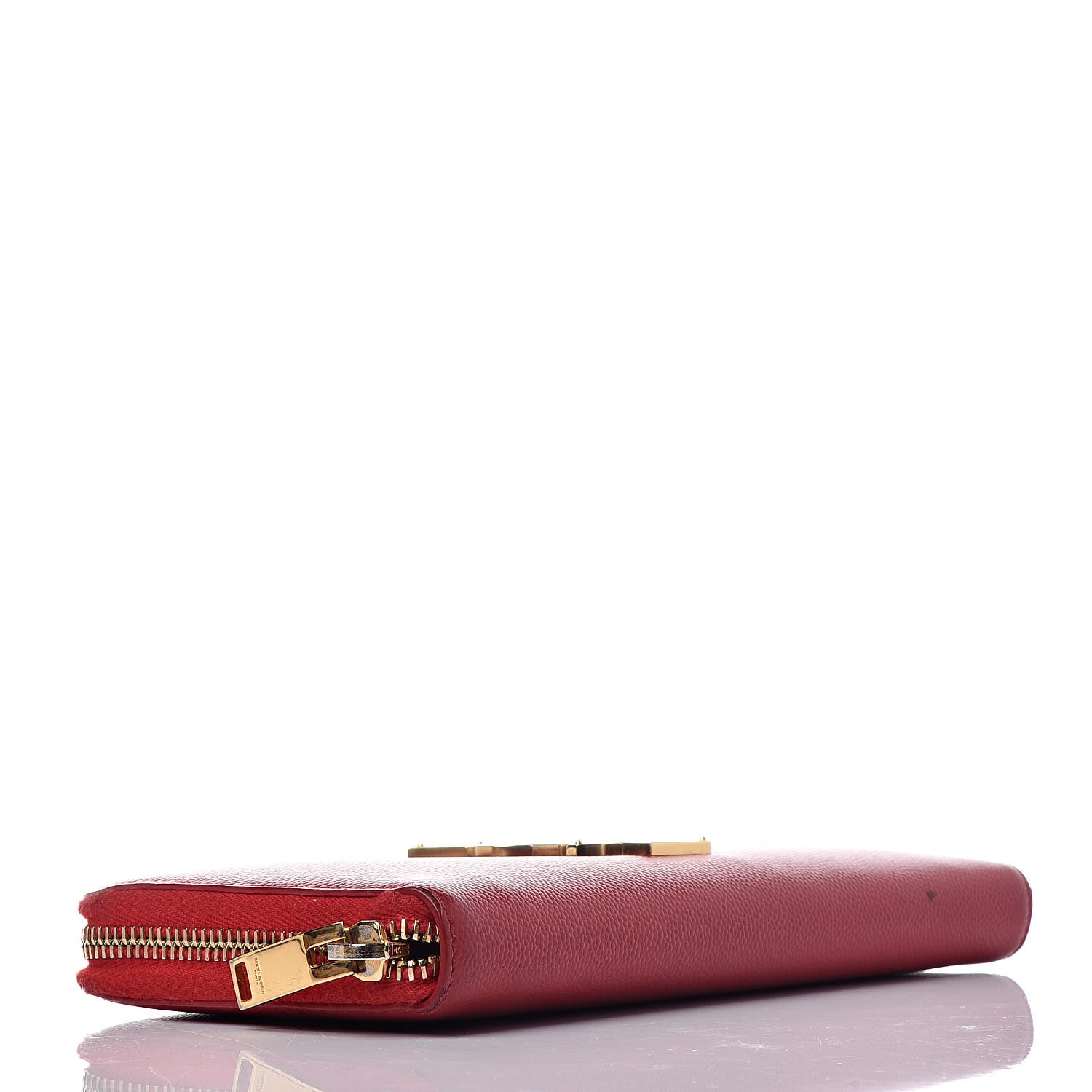 Saint Laurent Grain De Poudre Monogram Zip Around Wallet New Red 4 of 14