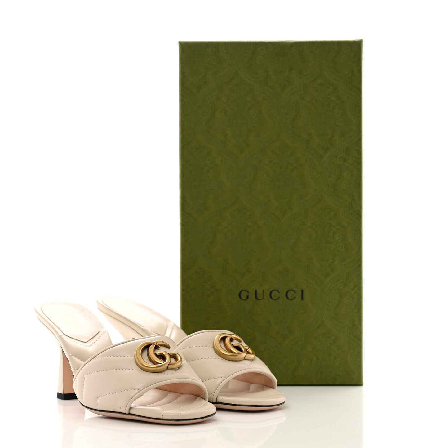 Nappa Matelasse GG Marmont 75mm Slide Sandals 36.5 Mystic White