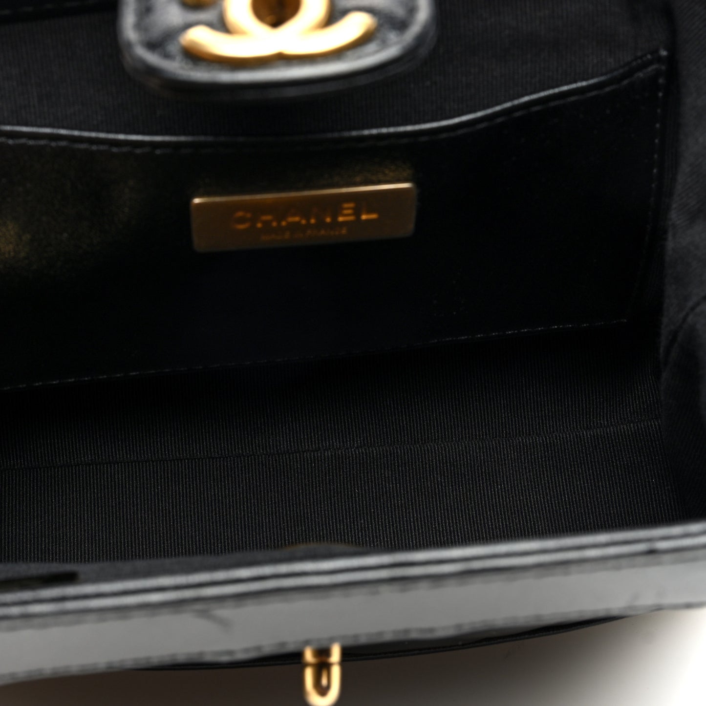 Shiny Lambskin Quilted Mini Cocodoc Top Handle Bag Black