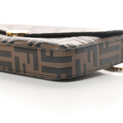 Fendi Vitello Soft F is Fendi Bi-Color FF 1974 Embossed Envelope Wallet On Chain with Pouches Maya Black 12 of 13