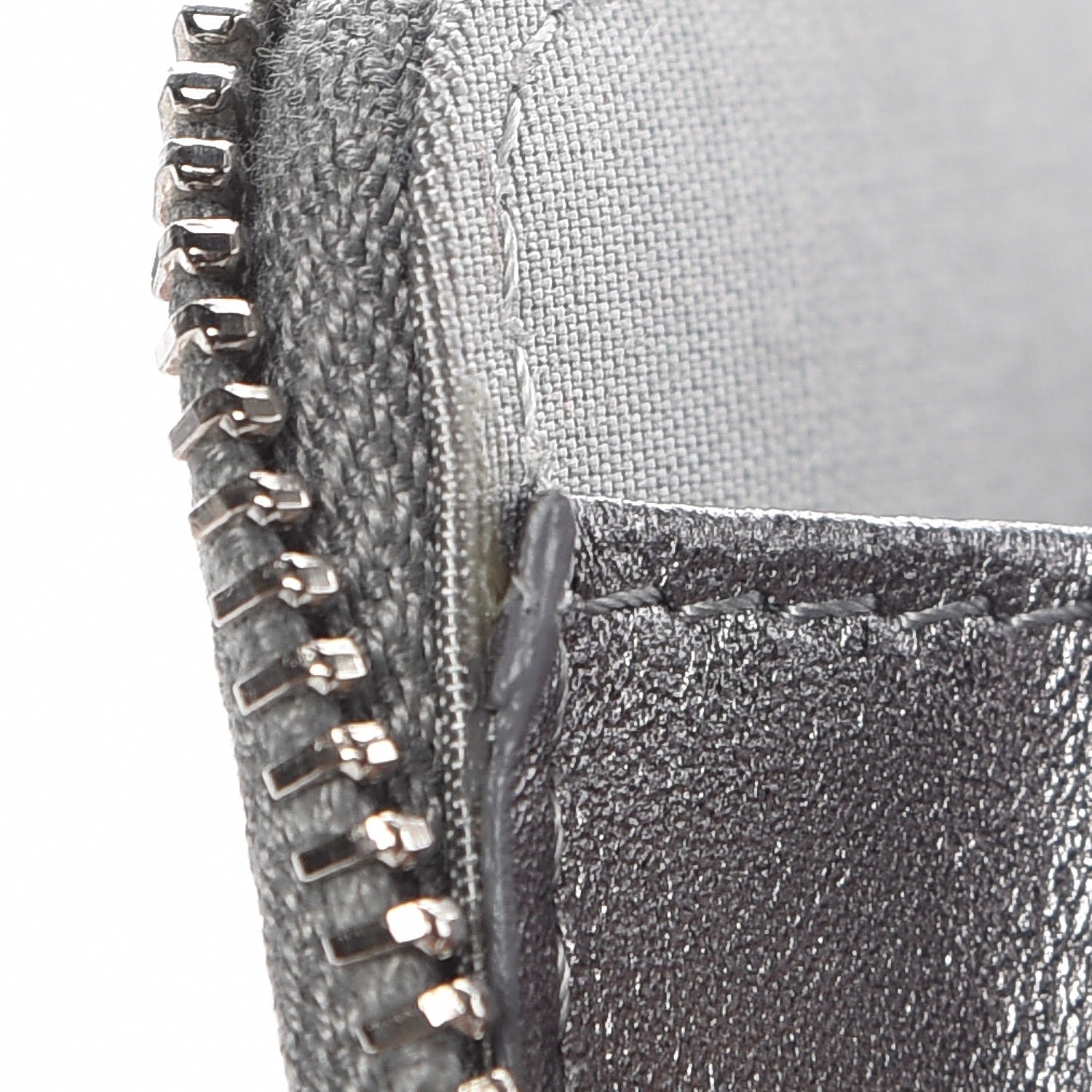 Chanel Metallic Lambskin Camellia Embossed Zip Coin Purse Grey 8 of 10