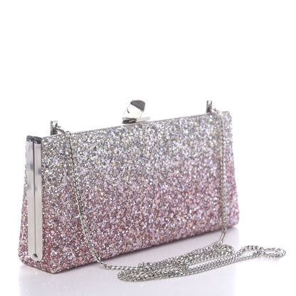 Jimmy Choo Coarse Glitter Celeste Clutch Pink Silver 3 of 9