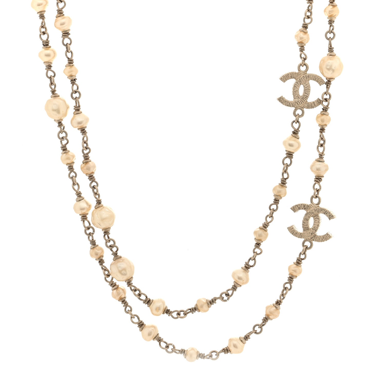 Chanel Pearl CC Long Necklace Light Gold 1 of 4
