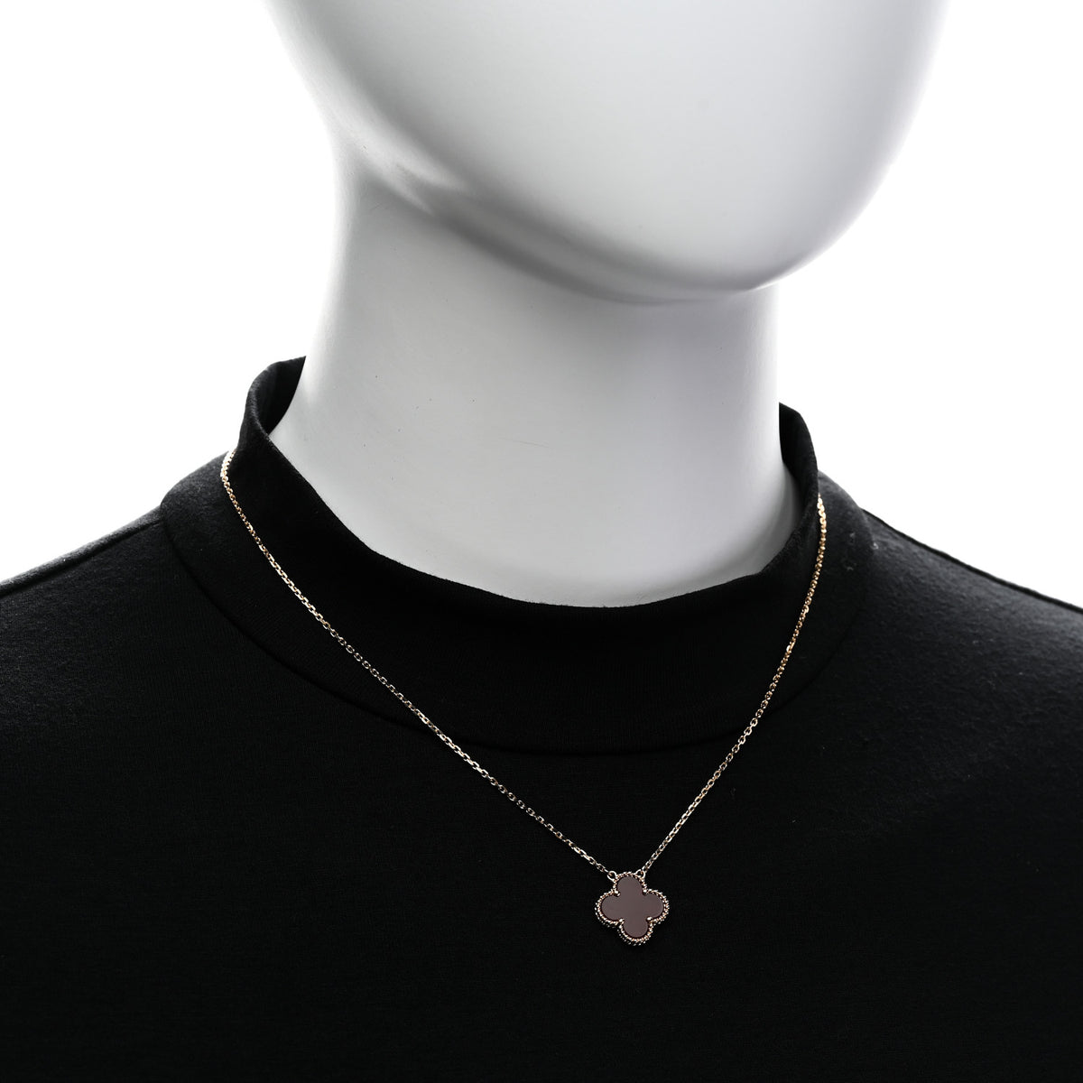 18K Yellow Gold Carnelian Vintage Alhambra Pendant Necklace