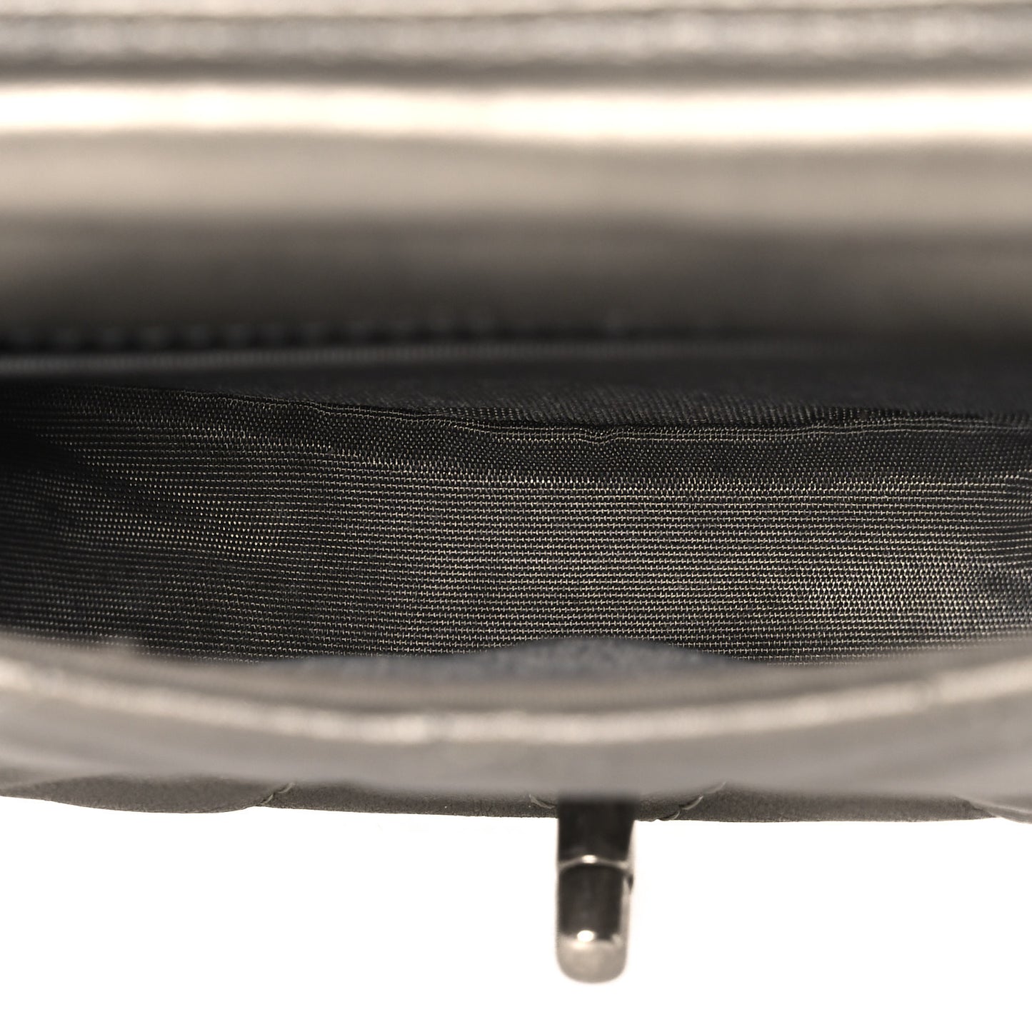 Metallic Calfskin Quilted Mini Coco Mail Clutch Ruthenium