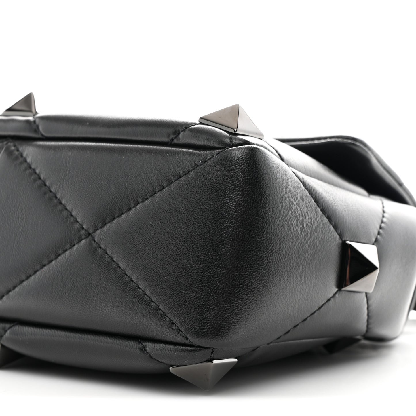 Nappa Monochrome Medium Roman Stud Shoulder Bag Black