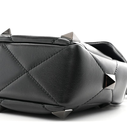 Valentino Garavani Nappa Monochrome Medium Roman Stud Shoulder Bag Black 9 of 9