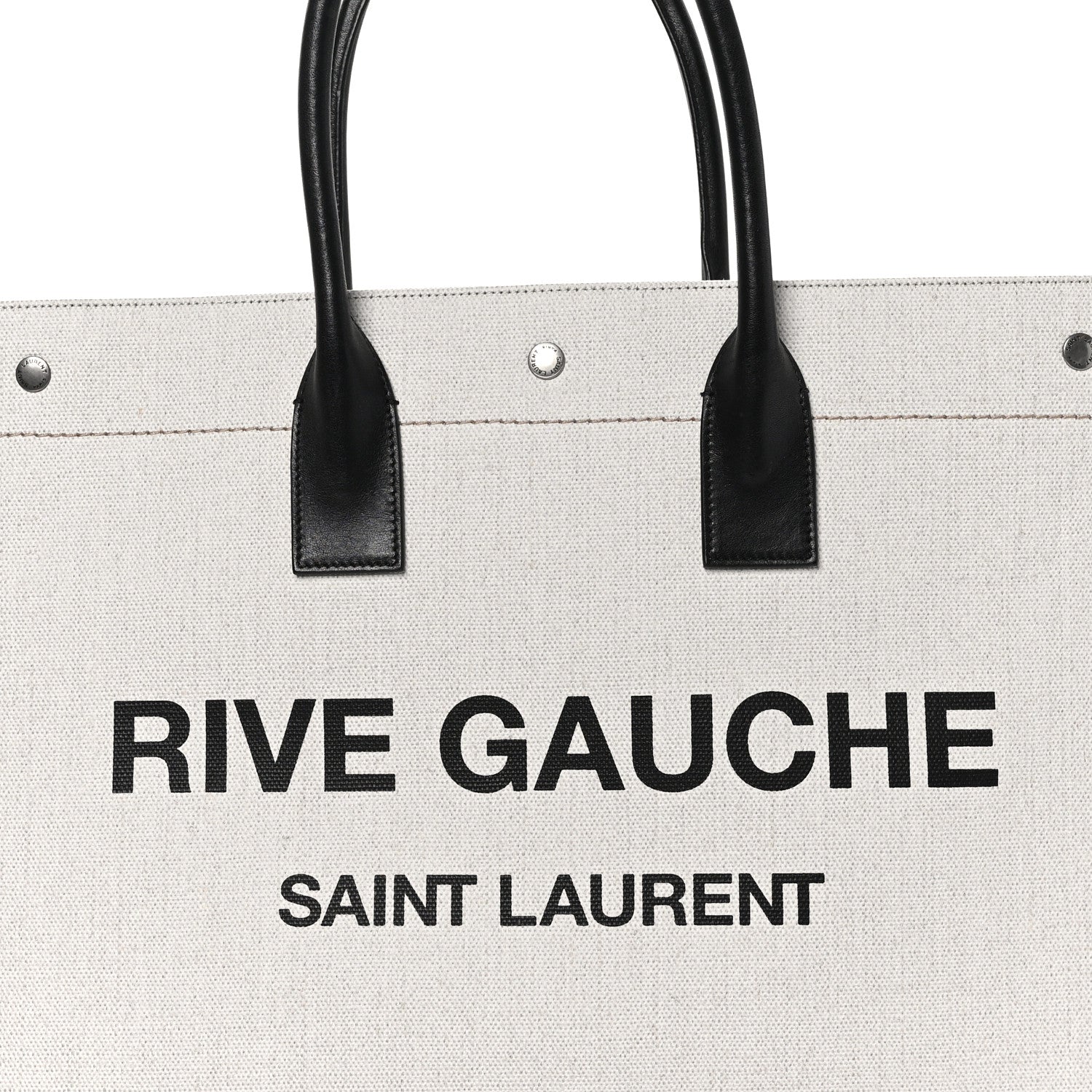 Saint Laurent Linen Calfskin Rive Gauche Tote Optic White 7 of 9