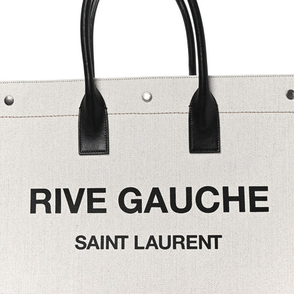 Saint Laurent Linen Calfskin Rive Gauche Tote Optic White 7 of 9