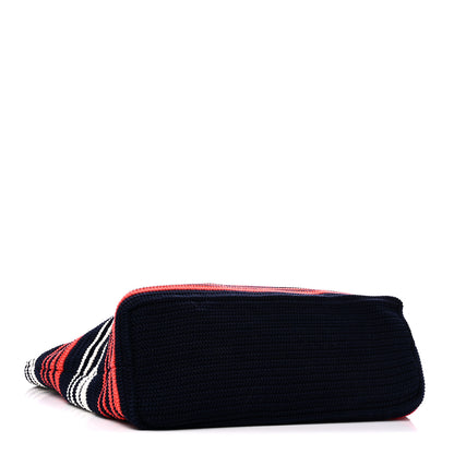 Miu Miu Fabric Crochet Striped Tote Bag Blue Red White 4 of 9