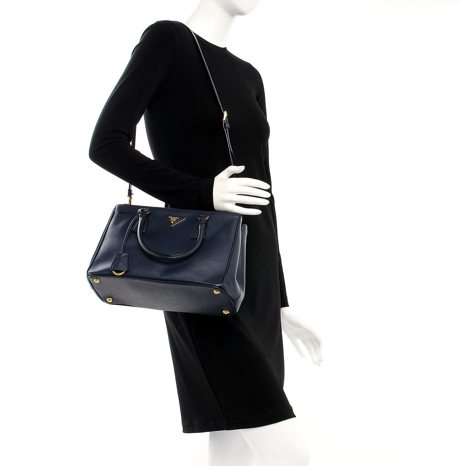 Prada Saffiano Small Galleria Double Zip Tote Baltico 2 of 12