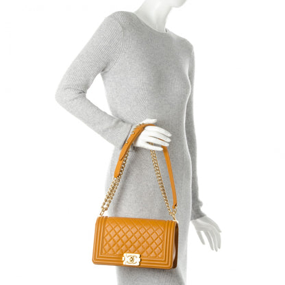 Chanel Lambskin Quilted Medium Boy Flap Yellow 2 of 12
