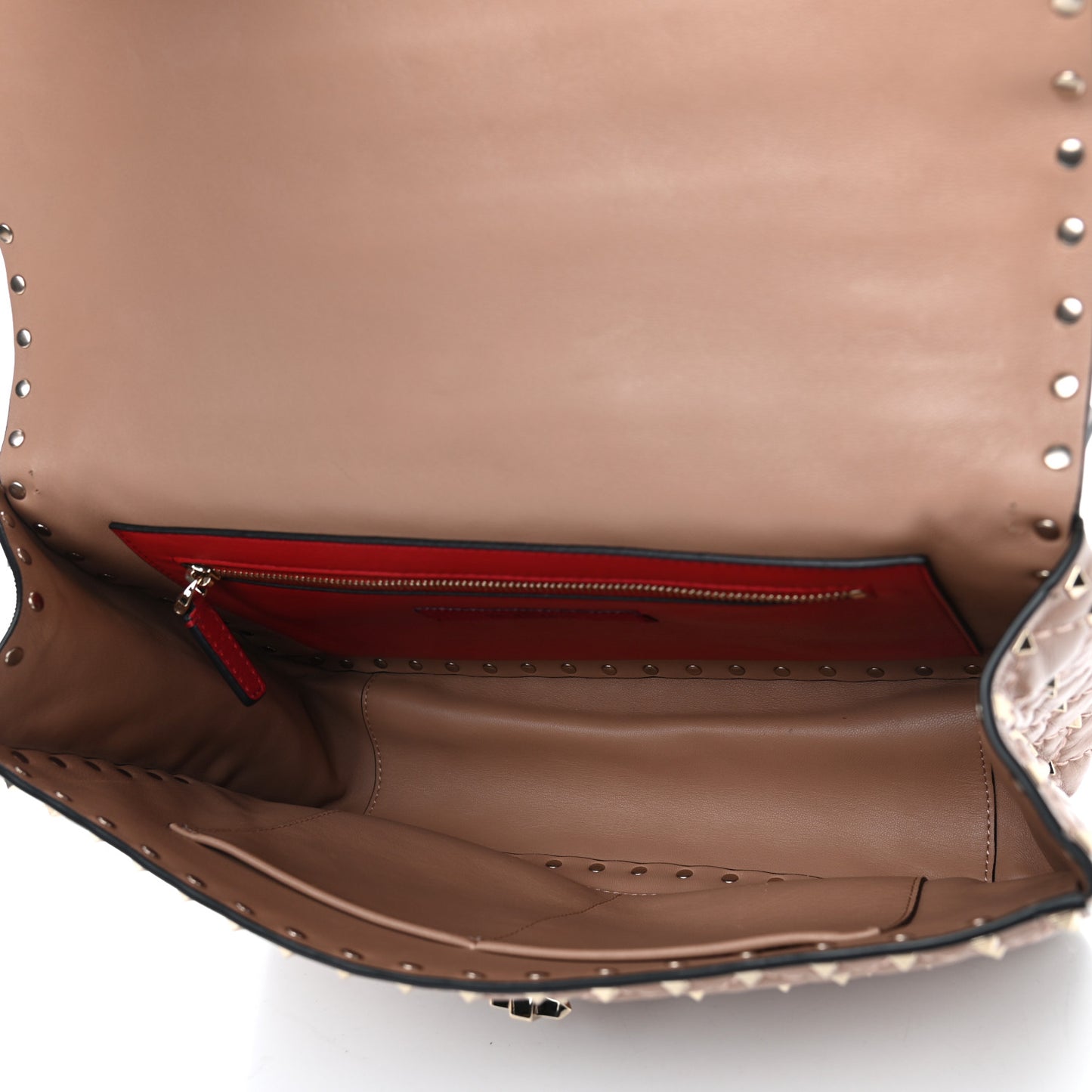 Nappa Large Rockstud Spike Shoulder Bag Soft Noisette