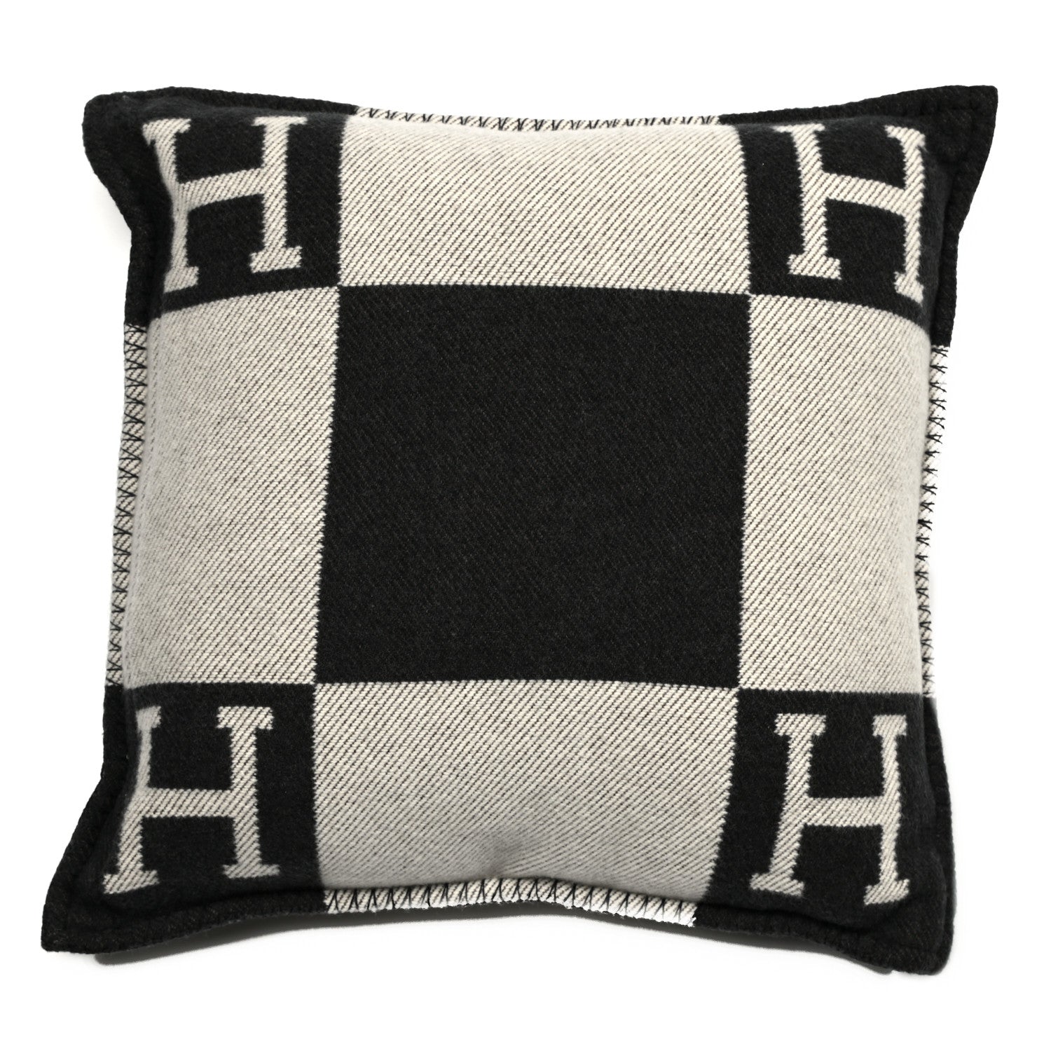 Hermes Wool Cashmere Avalon Pillow PM Ecru Gris Fonce 2 of 3