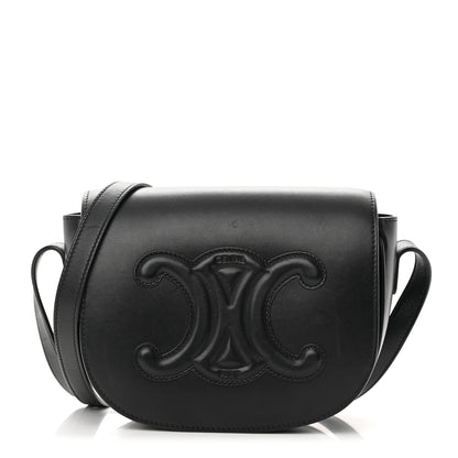Celine Smooth Calfskin Cuir Triomphe Folco Crossbody Bag Black 1 of 17