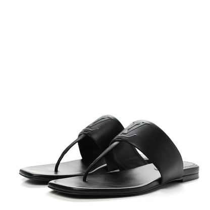 Louis Vuitton Lambskin Embossed Monogram Drapy Flat Thong Sandal 39 Black 3 of 9