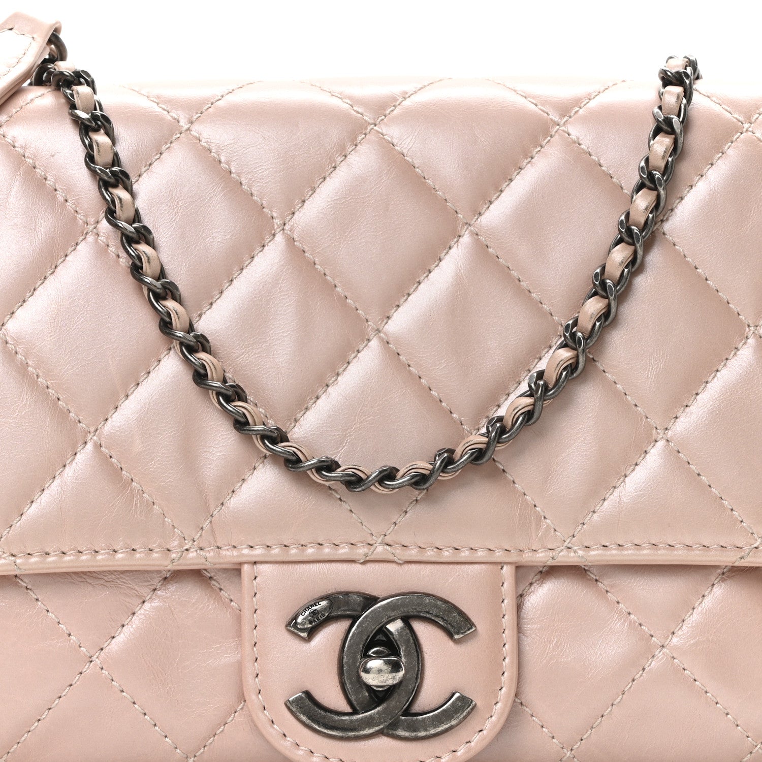 Chanel Glazed Calfskin Quilted Coco Pleats Flap Pink 8 of 10