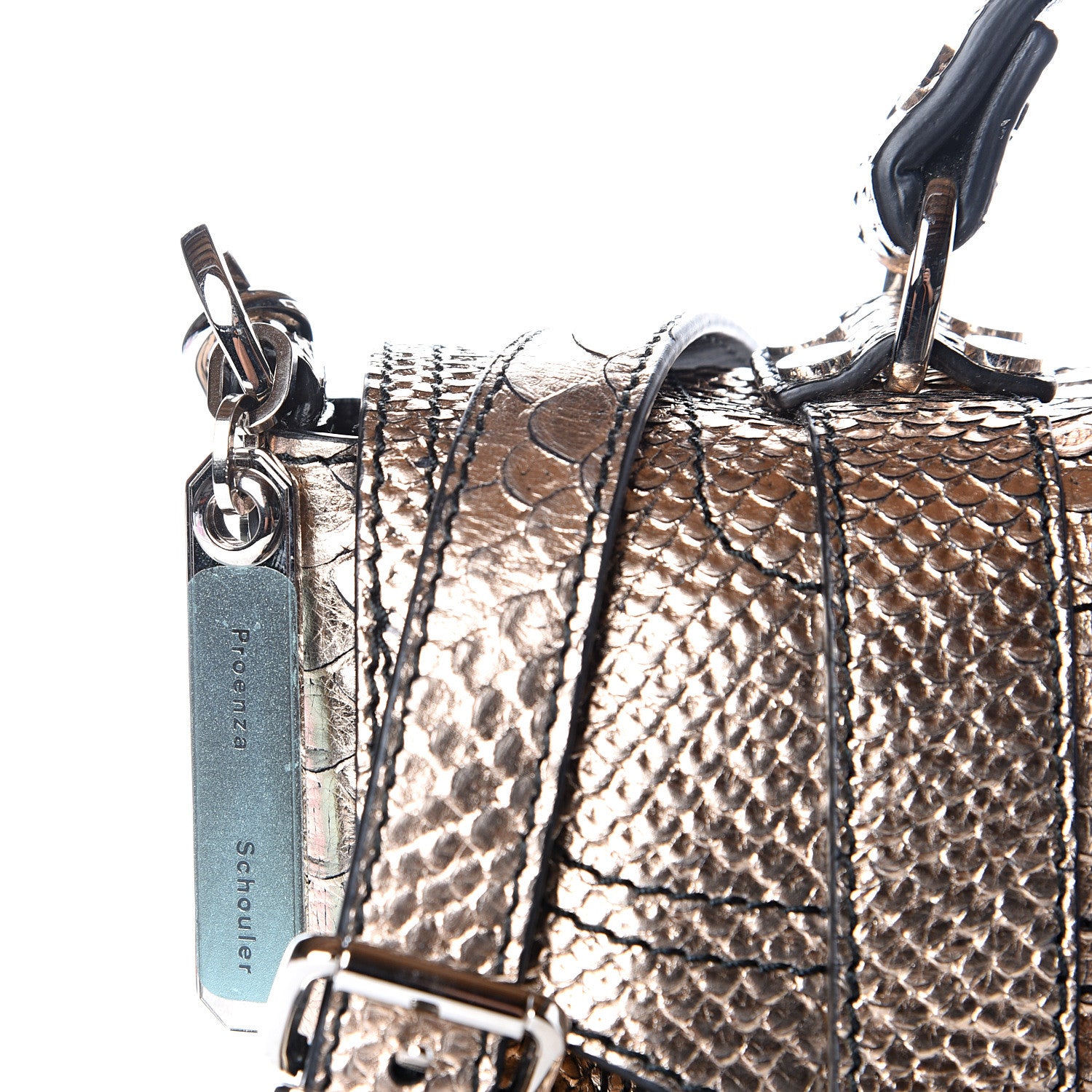 Proenza Schouler Metallic Python Calfskin Embossed Tiny PS1 Satchel Rose Gold 13 of 13