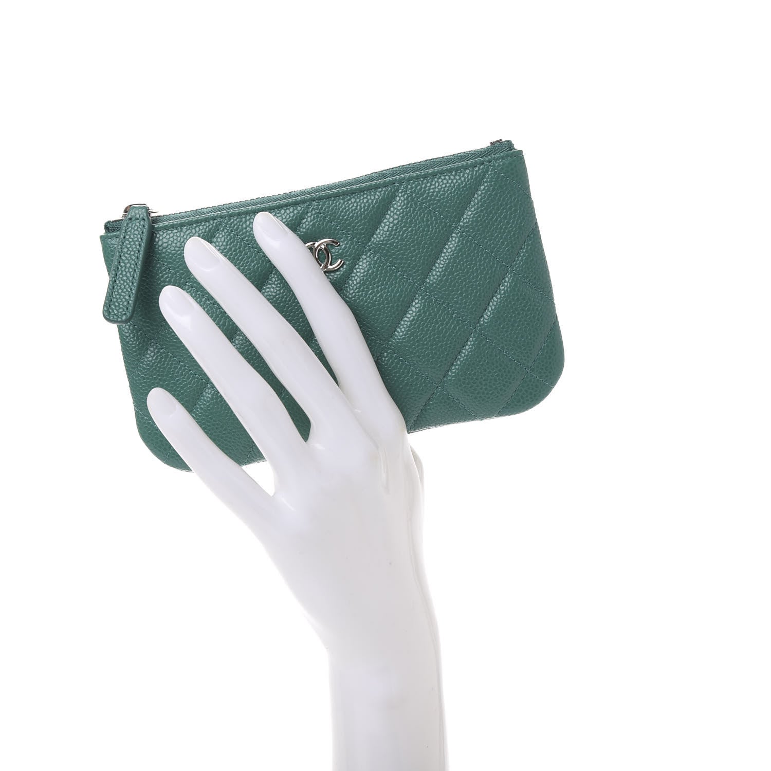 Chanel Caviar Quilted Small Cosmetic Case Green 2 of 11